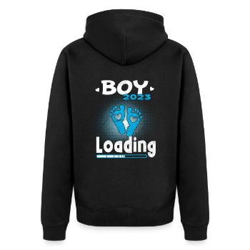 Grossesse Garçon ou Fille 2023 - Veste à capuche bio Premium Unisexe - noir - Dos - Nico (187cm)