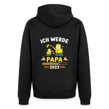 Papa 2023 Loading - Unisex Premium Bio Zip Hoodie - Schwarz - Hinten - Nico (187cm)