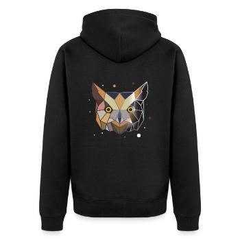Eule Polygon Kunst Tier Geometrie - Unisex Premium Bio Zip Hoodie - Schwarz - Hinten - Nico (187cm)