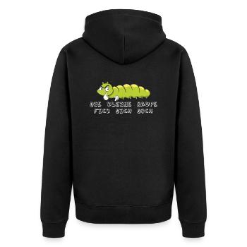 Die kleine Raupe Fickdichdoch Du Kannst Mich Mal - Unisex Premium Bio Zip Hoodie - Schwarz - Hinten - Nico (187cm)