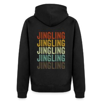 Jingling China Retro Vintage - Unisex Premium Organic Zip Hoodie - black - Back - Nico (187cm)