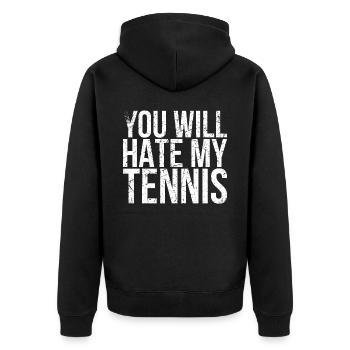 You will become my tennis design for tennis fans - Unisex Premium Organic Zip Hoodie - black - Back - Nico (187cm)