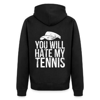 You will become my tennis design for tennis fans - Unisex Premium Organic Zip Hoodie - black - Back - Nico (187cm)
