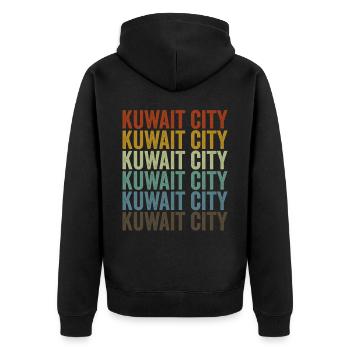 Kuwait Stadt Kuwait Retro Vintage - Unisex Premium Bio Zip Hoodie - Schwarz - Hinten - Nico (187cm)