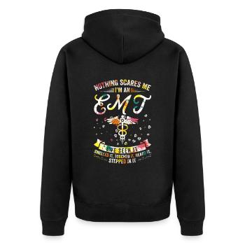 Nothing scares me - EMT - Unisex Premium Organic Zip Hoodie - black - Back - Nico (187cm)