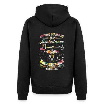 Rien ne me fait peur - chauffeur d’ambulance - Veste à capuche bio Premium Unisexe - noir - Dos - Nico (187cm)