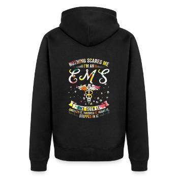 Nothing scares me - EMS - Unisex Premium Organic Zip Hoodie - black - Back - Nico (187cm)