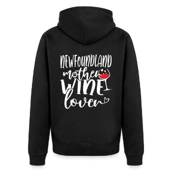Wine Lover NEWFOUNDLAND Mother - Unisex Premium Bio Zip Hoodie - Schwarz - Hinten - Nico (187cm)