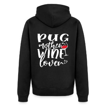 Mère PUG amoureuse du vin - Veste à capuche bio Premium Unisexe - noir - Dos - Nico (187cm)