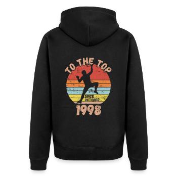 Geburtstag Klettern Bouldern seit Oktober 1998 - Unisex Premium Bio Zip Hoodie - Schwarz - Hinten - Nico (187cm)
