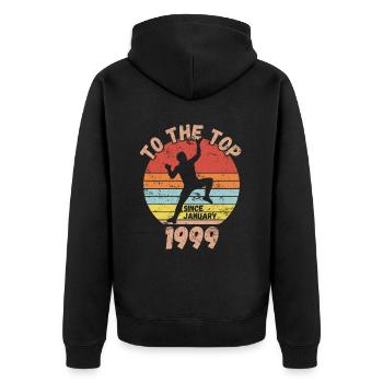 Anniversaire Escalade Bloc depuis janvier 1999 - Veste à capuche bio Premium Unisexe - noir - Dos - Nico (187cm)
