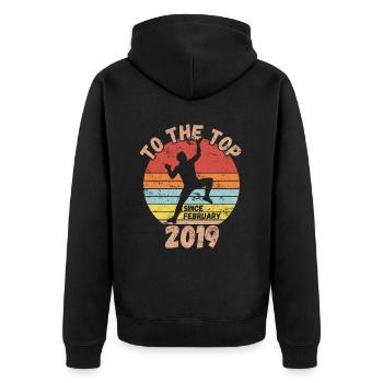Geburtstag Klettern Bouldern seit Februar 2019 - Unisex Premium Bio Zip Hoodie - Schwarz - Hinten - Nico (187cm)