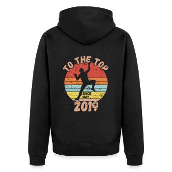 Geburtstag Klettern Bouldern seit Mai 2019 - Unisex Premium Bio Zip Hoodie - Schwarz - Hinten - Nico (187cm)