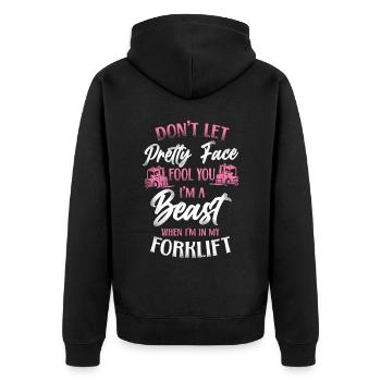 Certified Forklift Truck Operator - Unisex Premium Organic Zip Hoodie - black - Back - Nico (187cm)