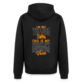 Certified Forklift Truck Operator - Unisex Premium Organic Zip Hoodie - black - Back - Nico (187cm)