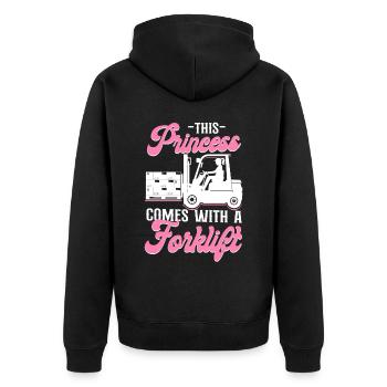Certified Forklift Truck Operator - Unisex Premium Organic Zip Hoodie - black - Back - Nico (187cm)
