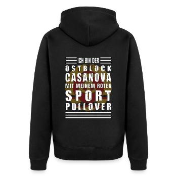 Ostblock Casanova Sport Pullover - Unisex Premium Bio Zip Hoodie - Schwarz - Hinten - Nico (187cm)