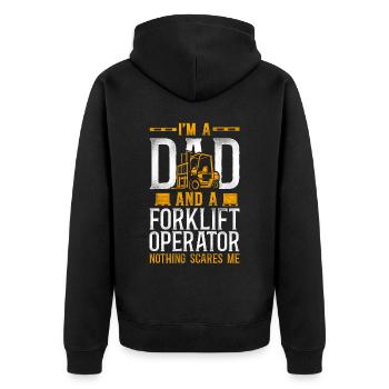 Certified Forklift Truck Operator - Unisex Premium Organic Zip Hoodie - black - Back - Nico (187cm)