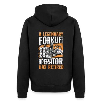 Certified Forklift Truck Operator - Unisex Premium Bio Zip Hoodie - Schwarz - Hinten - Nico (187cm)