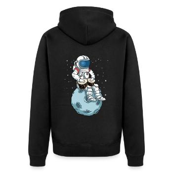 Bongo Trommel Musikinstrument Astronaut Bongos - Unisex Premium Bio Zip Hoodie - Schwarz - Hinten - Nico (187cm)