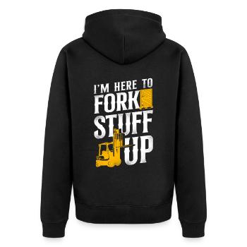 Certified Forklift Truck Operator - Unisex Premium Organic Zip Hoodie - black - Back - Nico (187cm)