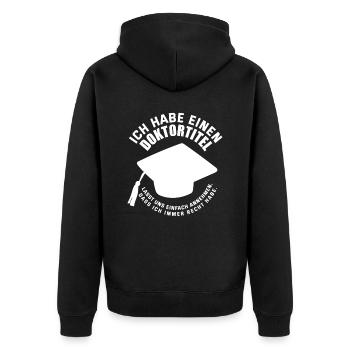 Doktortitel Recht Haben Promotion Geschenk - Unisex Premium Bio Zip Hoodie - Schwarz - Hinten - Nico (187cm)