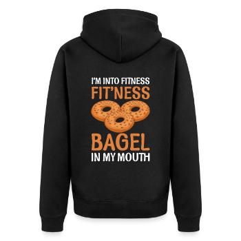 Bagel Essen Geschenk Bagel - Unisex Premium Bio Zip Hoodie - Schwarz - Hinten - Nico (187cm)