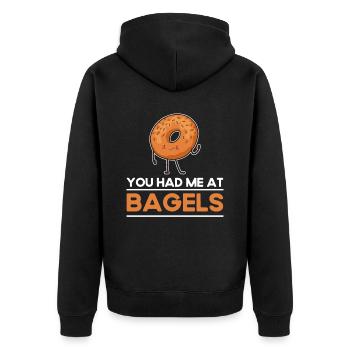 Bagel Food Gift Bagel - Unisex Premium Organic Zip Hoodie - black - Back - Nico (187cm)