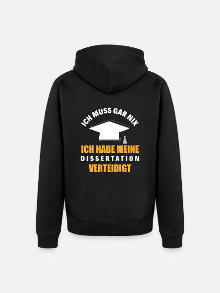 Doktortitel Dissertation Promotion Geschenk - Unisex Premium Bio Zip Hoodie - Schwarz
