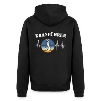 Kranführer EKG Kranfahrer Herzlinie - Unisex Premium Bio Zip Hoodie - Schwarz - Hinten - Nico (187cm)