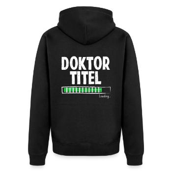 Doktortitel Lädt - Unisex Premium Bio Zip Hoodie - Schwarz - Hinten - Nico (187cm)