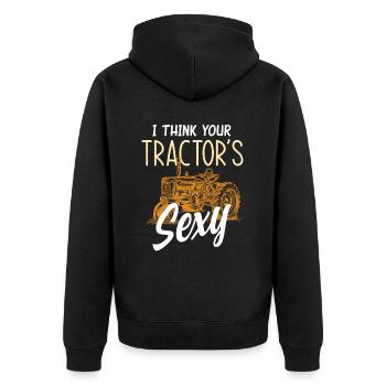 Farmer Tractor Lovers - Unisex Premium Organic Zip Hoodie - black - Back - Nico (187cm)