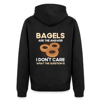 Bagel Essen Geschenk Bagel - Unisex Premium Bio Zip Hoodie - Schwarz - Hinten - Nico (187cm)