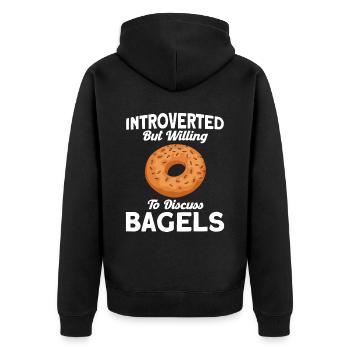 Bagel Food Gift Bagel - Unisex Premium Organic Zip Hoodie - black - Back - Nico (187cm)