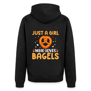Bagel Essen Geschenk Bagel - Unisex Premium Bio Zip Hoodie - Schwarz - Hinten - Nico (187cm)