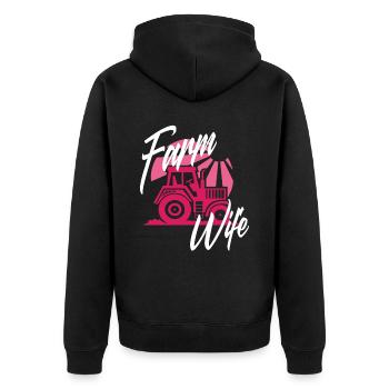 Farmer Farmer Farmer Wife - Unisex Premium Organic Zip Hoodie - black - Back - Nico (187cm)