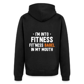 Bagel Essen Geschenk Bagel - Unisex Premium Bio Zip Hoodie - Schwarz - Hinten - Nico (187cm)