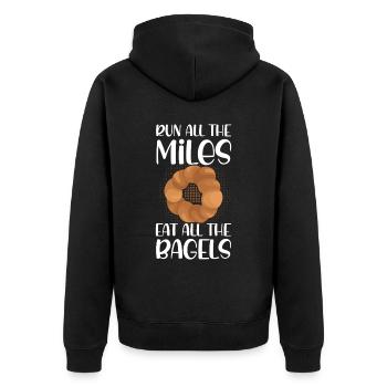 Bagel Essen Geschenk Bagel - Unisex Premium Bio Zip Hoodie - Schwarz - Hinten - Nico (187cm)