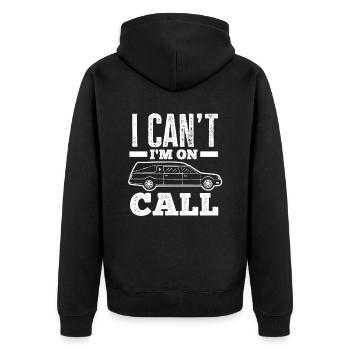 Bestatter Arbeit Spruch Geschenk - Unisex Premium Bio Zip Hoodie - Schwarz - Hinten - Nico (187cm)