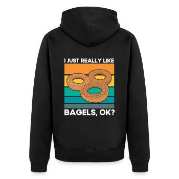 Bagel Food Gift Bagel - Unisex Premium Organic Zip Hoodie - black - Back - Nico (187cm)