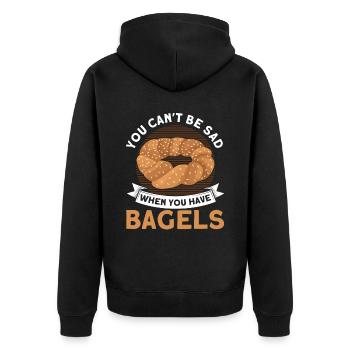 Bagel Essen Geschenk Bagel - Unisex Premium Bio Zip Hoodie - Schwarz - Hinten - Nico (187cm)