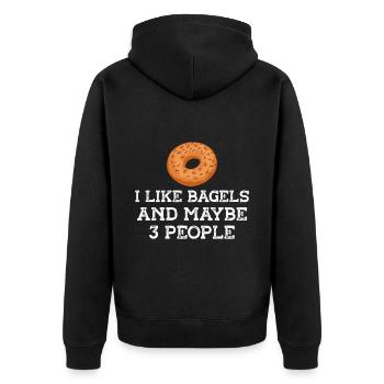 Bagel Essen Geschenk Bagel - Unisex Premium Bio Zip Hoodie - Schwarz - Hinten - Nico (187cm)