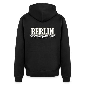 Berlin Falkenhagener Feld - Unisex Premium Bio Zip Hoodie - Schwarz - Hinten - Nico (187cm)