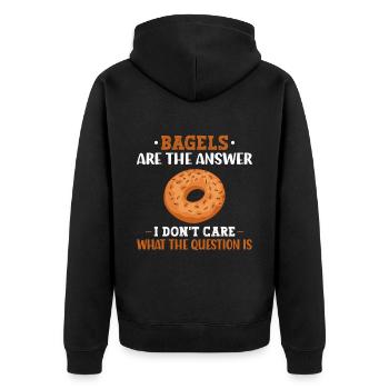 Bagel Essen Geschenk Bagel - Unisex Premium Bio Zip Hoodie - Schwarz - Hinten - Nico (187cm)