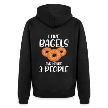 Bagel Essen Geschenk Bagel - Unisex Premium Bio Zip Hoodie - Schwarz - Hinten - Nico (187cm)