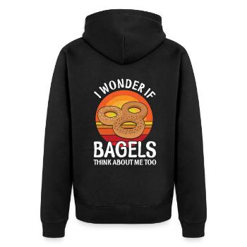 Bagel Essen Geschenk Bagel - Unisex Premium Bio Zip Hoodie - Schwarz - Hinten - Nico (187cm)