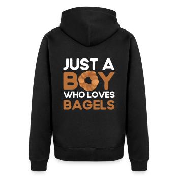 Bagel Essen Geschenk Bagel - Unisex Premium Bio Zip Hoodie - Schwarz - Hinten - Nico (187cm)