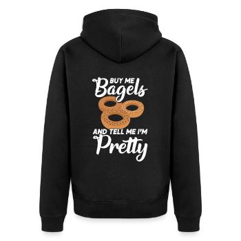 Bagel Food Gift Bagel - Unisex Premium Organic Zip Hoodie - black - Back - Nico (187cm)