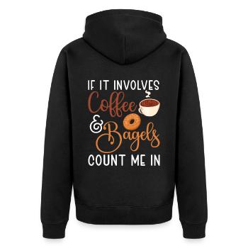 Bagel Essen Geschenk Bagel - Unisex Premium Bio Zip Hoodie - Schwarz - Hinten - Nico (187cm)