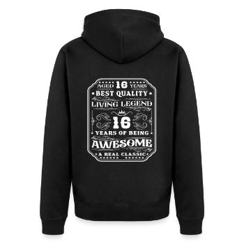 16 Geburtstag 16 Jahre Mann 16 jahre legende 16 - Unisex Premium Bio Zip Hoodie - Schwarz - Hinten - Nico (187cm)